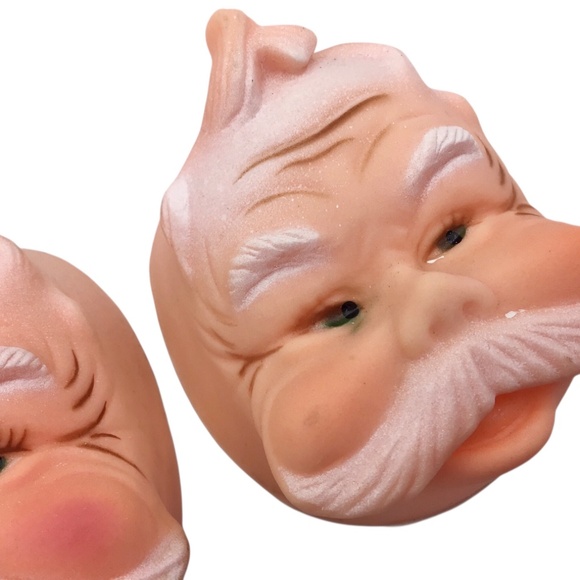 Vintage Santa Claus Heads Set of 3 – Retro Plastic Rubber Faces, Craft Supply - Picture 7 of 10
